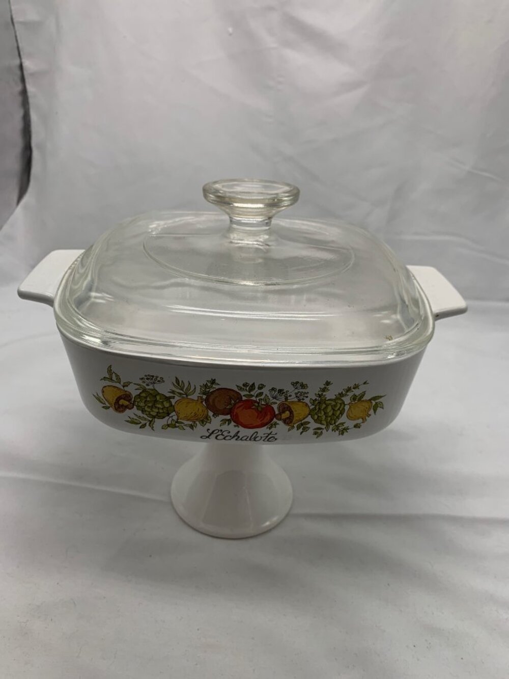 1970's CorningWare LEchalote 1 Qt Casserole Dish With Glass Lid